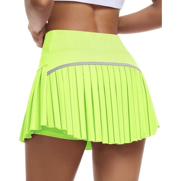 JoyGirl Women's Pleated Tennis Skort Neon Green Fluorescent SZ M - Picture 2 of 10